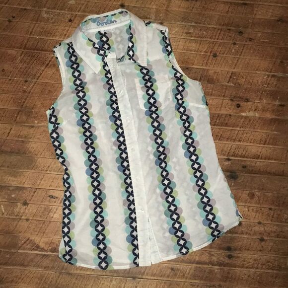 Boden retro circles & diamonds sleeveless top - Picture 1 of 4